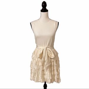 Alice + Olivia Cream Ruffled Cocktail Tank Dress